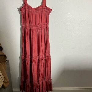Free People Coral Lace Maxi Dress